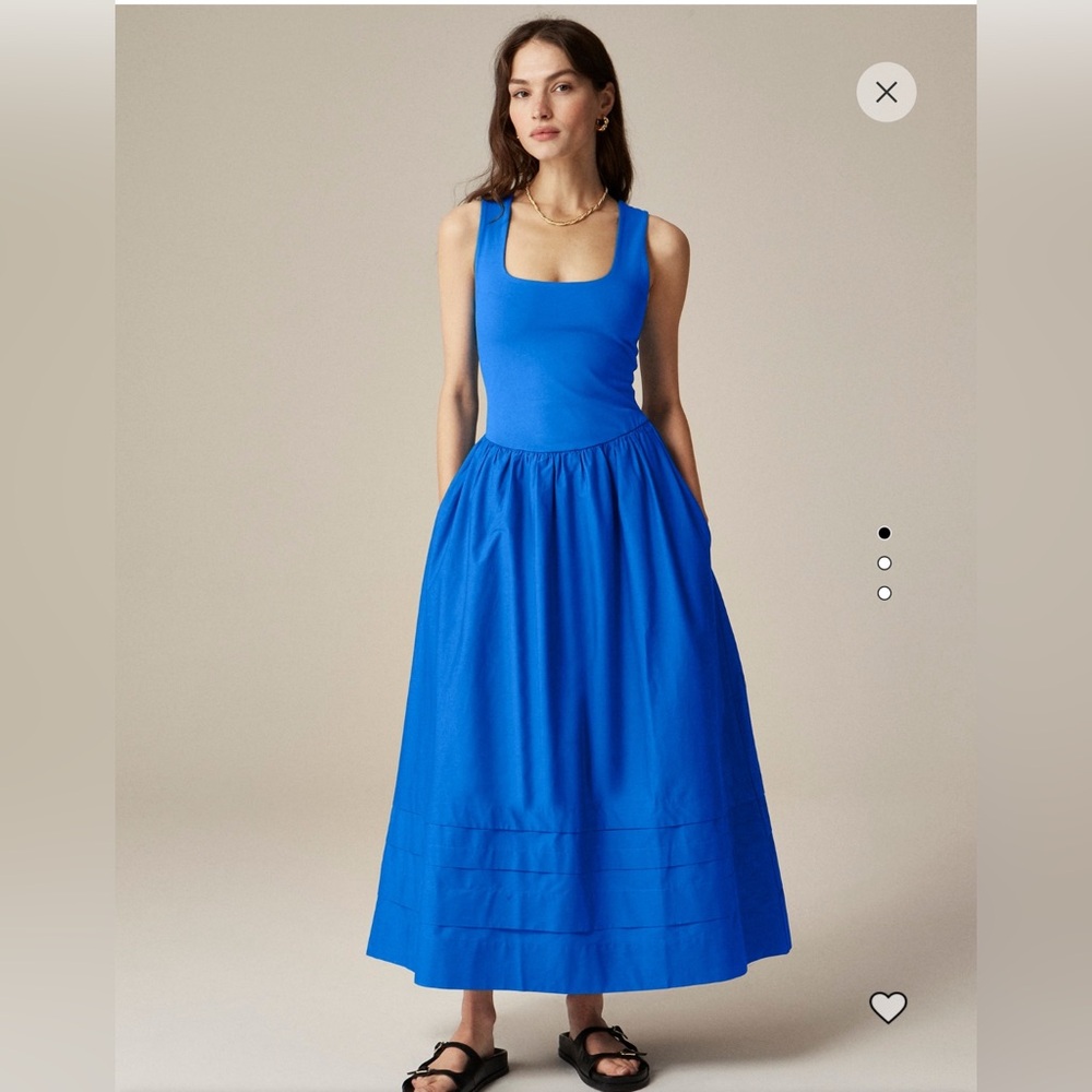NWT J. Crew Drop-waist Mixy Midi Dress Electric Blue